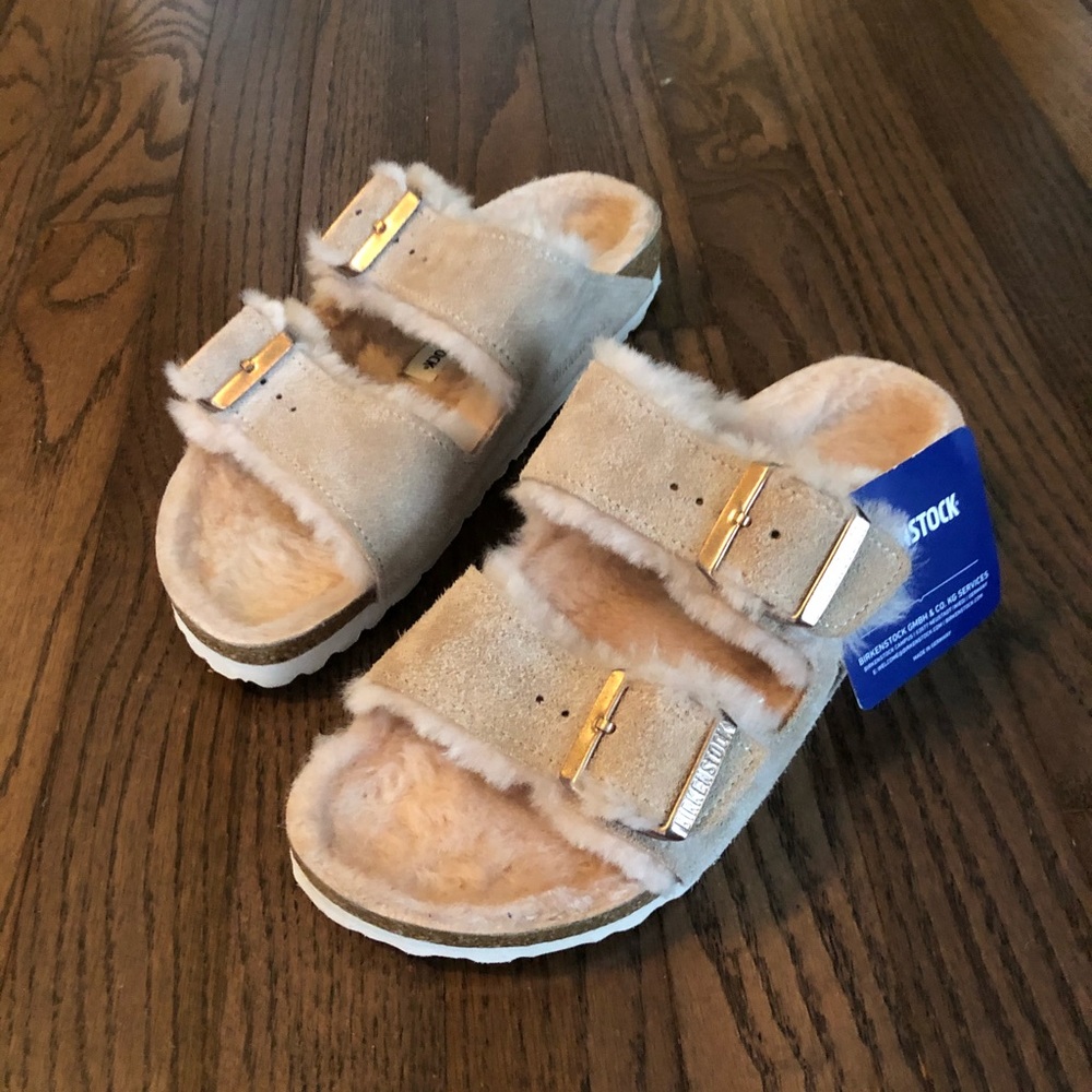 Birkenstock Arizona Shearling Sandals Nude 37N